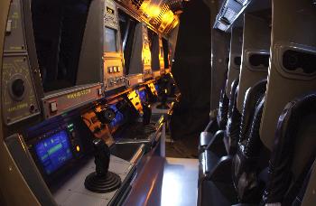 The ride controls that guests can use inside Mission: Space.